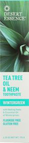 DESERT ESSENCE: Natural Tea Tree Oil and Neem Toothpaste Wintergreen, 6.25 oz