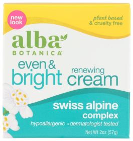 ALBA BOTANICA: Even & Bright Renewing Cream with Swiss Alpine Complex, 2 oz