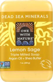 ONE WITH NATURE: Lemon Sage Triple Milled Minerals Soap Bar, 7 oz