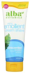 ALBA BOTANICA: Very Emollient Cream Shave Unscented, 8 oz