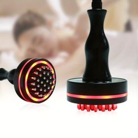 Meridian Brush, LED Red Light Heating Scraping Device Body Brush, Vibration Body Massager Scrub Brush - Black