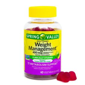 Spring Valley Non GMO Weight Management Dietary Supplement Gummies, Apple, 400 mcg, 60 Count