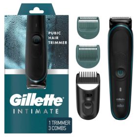 Gillette Intimate Electric Pubic Hair Trimmer for Men, Waterproof Body Groomer, Black