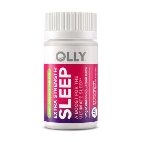 OLLY Extra Strength Sleep Fast Dissolves Supplement, 5mg Melatonin, Lemon Balm, Vegan, Strawberry, 30 Count