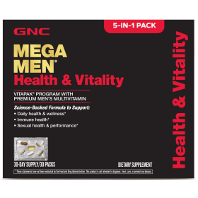 GNC Men's Health & Vitality Vitapak, 30 Daily Packs, 5-in-1 Complete Daily Nutrition Program for Men