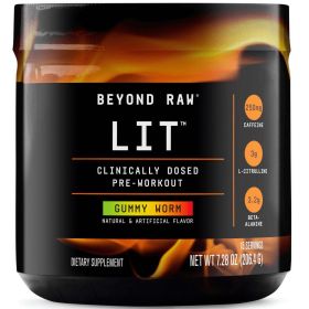 Beyond Raw® LIT™ Pre-Workout Powder, Gummy Worm, 250mg Caffeine, 7.44 oz