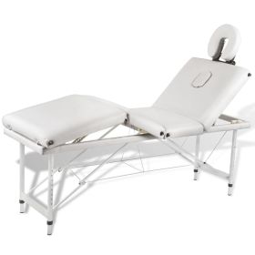 Creme White Foldable Massage Table 4 Zones with Aluminum Frame
