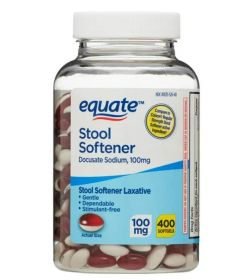 Equate Stool Softener Laxative Softgels for Constipation, 100 mg, 400 Count