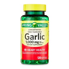 Spring Valley Odor-Controlled Garlic Softgels Dietary Supplement;  1; 000 mg;  120 Count