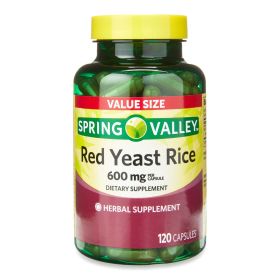 Spring Valley Red Yeast Rice Supplement;  600 mg;  120 Count