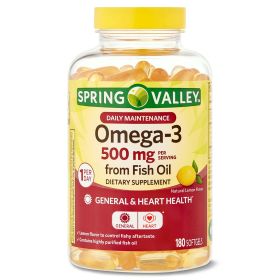Spring Valley Daily Maintenance Omega-3 from Fish Oil Dietary Supplement;  500 mg;  180 Count