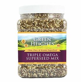 Triple Omega Super Seed Mix - 22 Ounce / 620 Grams Jar (44+ Servings) - Proudly Made in America - Healthy Nourishing Essentials by Green Heights 22 oz