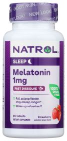 NATROL: Melatonin Fast Dissolve Strawberry Tablets 1mg, 90 tb