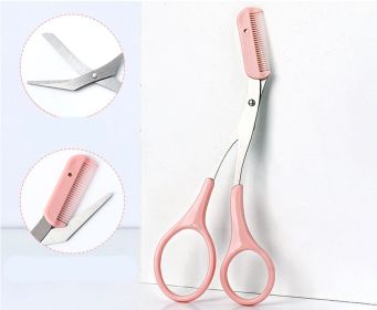 Eyebrow Trimming Knife With Comb Curved Moon Small Beauty Supplies Gadgets (Option: Pink-Cutting comb)
