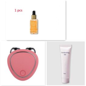 Portable Facial Micro-current Beauty Instrument For Lifting Thinning And Reducing Edema With Double Roller Massager (Option: Pink SetA-Box)