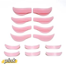 7 Pairs Of Silicone Pad Aids For Eyelash Curling (Color: pink)