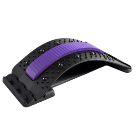 Back Stretcher Adjustable Back Cracker Massage Waist Neck Fitness Lumbar Cervical Spine Support Pain Relief (Color: Purple)