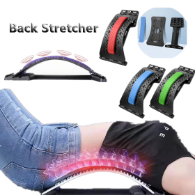 Back Stretcher Adjustable Back Cracker Massage Waist Neck Fitness Lumbar Cervical Spine Support Pain Relief (Color: Blue)