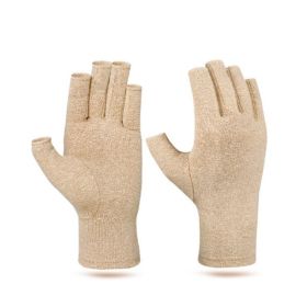 1pair Compression Arthritis Gloves Pain Relief Gloves ( Buy A Size Up ) (Color: Khaki)