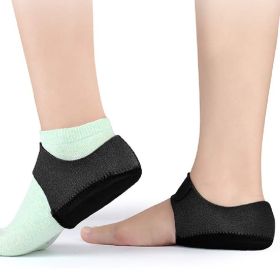 1pair Heel Brace With Hook And Loop Fastener; Breathable Heel Cushions; Heel Cups With Gel Pads For Women Men (Color: Black)