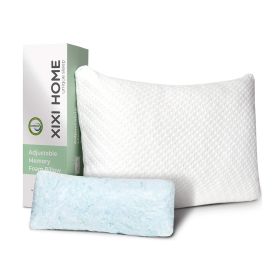 Shredded Memory Foam Pillow for Sleeping, Soft Adjustable Bed Pillows with Washable Bamboo Pillow Cover for Back & Side Sleepers (size: 2 PCS QWEEN)