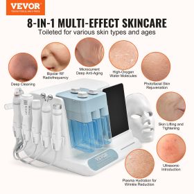 VEVOR Hydrogen Oxygen Facial Machine, Professional Hydrafacial Machine for Spa, Hydro Facial Cleansing Rejuvenation Machine (Function: 8 in 1)
