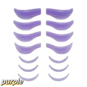 7 Pairs Of Silicone Pad Aids For Eyelash Curling (Color: Purple)